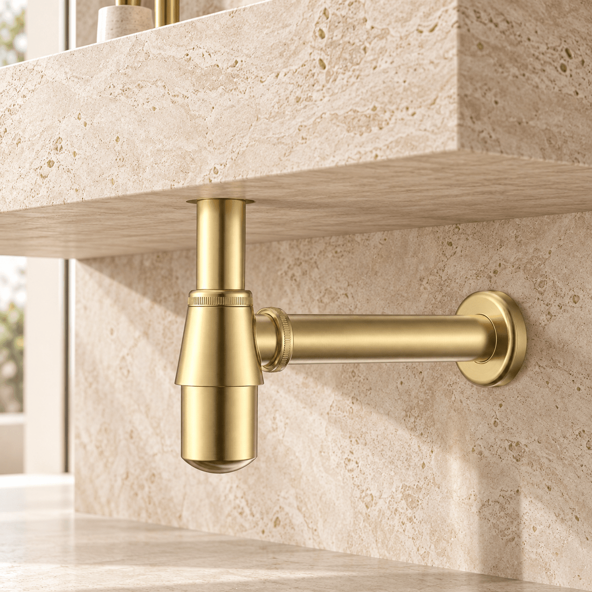 Brass Bottle Trap Drain (No Overflow) — Rounded Design, cUPC Certified -HardwareBrushed Gold