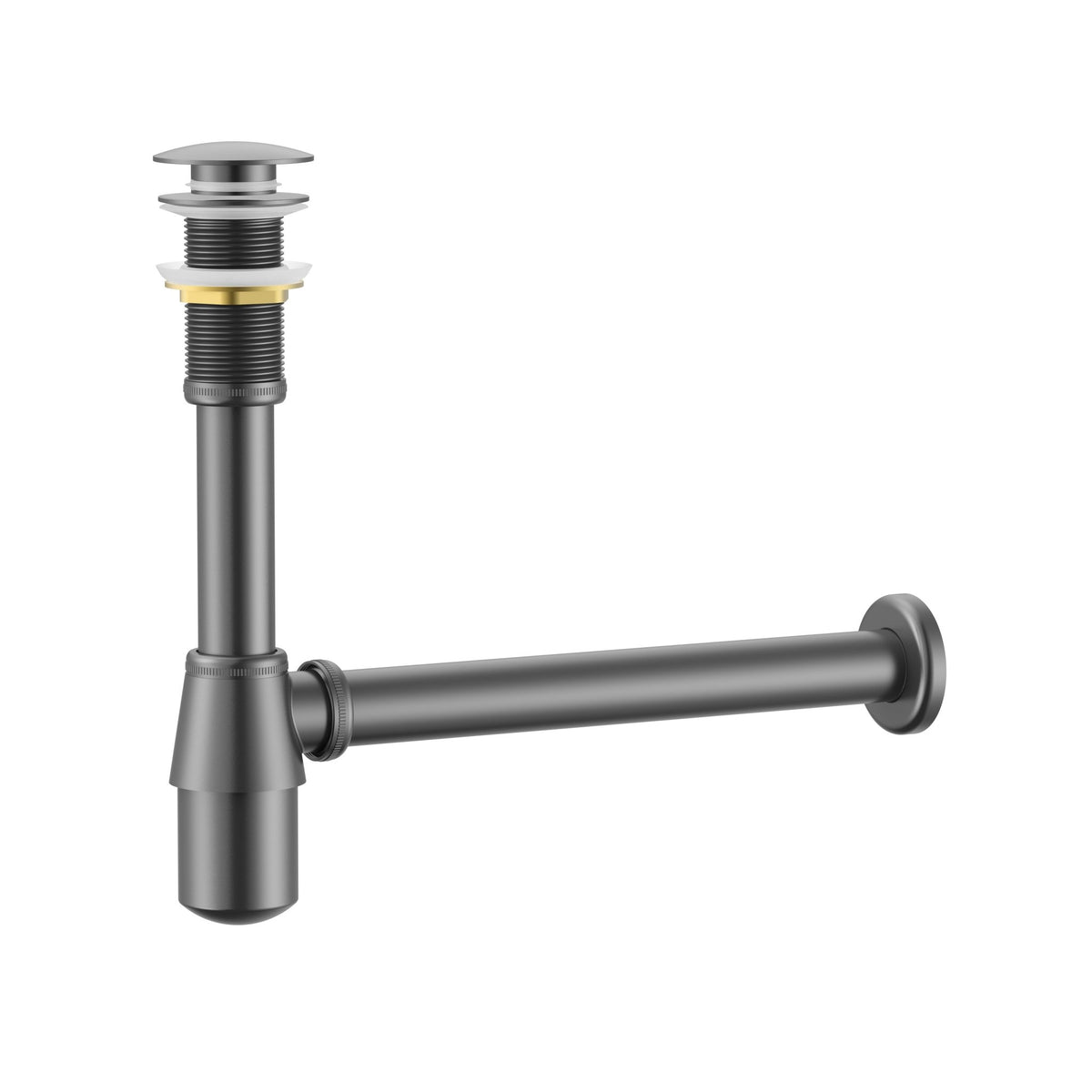 Brass Bottle Trap Drain (No Overflow) — Rounded Design, cUPC Certified -HardwareGun Metal