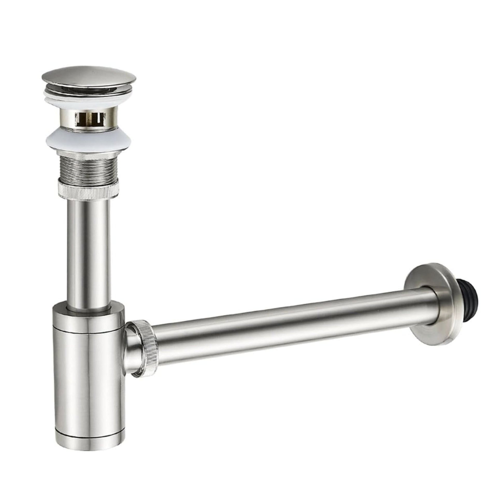 Brushed Nickel P - Trap Kit with Overflow – Solid Brass 1 - 1/4” Sink Drain, Anti - Clog - Fixtures NeoNova Decor