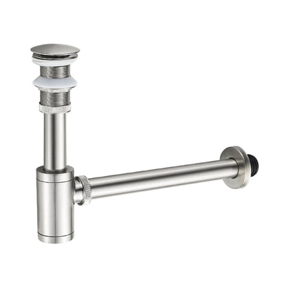Brushed Nickel P - Trap & Pop - Up Drain Kit | No Overflow | Solid Brass & Stainless Steel - Fixtures NeoNova Decor
