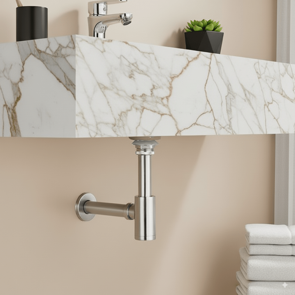 Brushed Nickel P - Trap & Pop - Up Drain Kit | No Overflow | Solid Brass & Stainless Steel - Fixtures NeoNova Decor