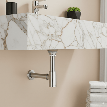 Brushed Nickel P - Trap & Pop - Up Drain Kit | No Overflow | Solid Brass & Stainless Steel - Fixtures NeoNova Decor