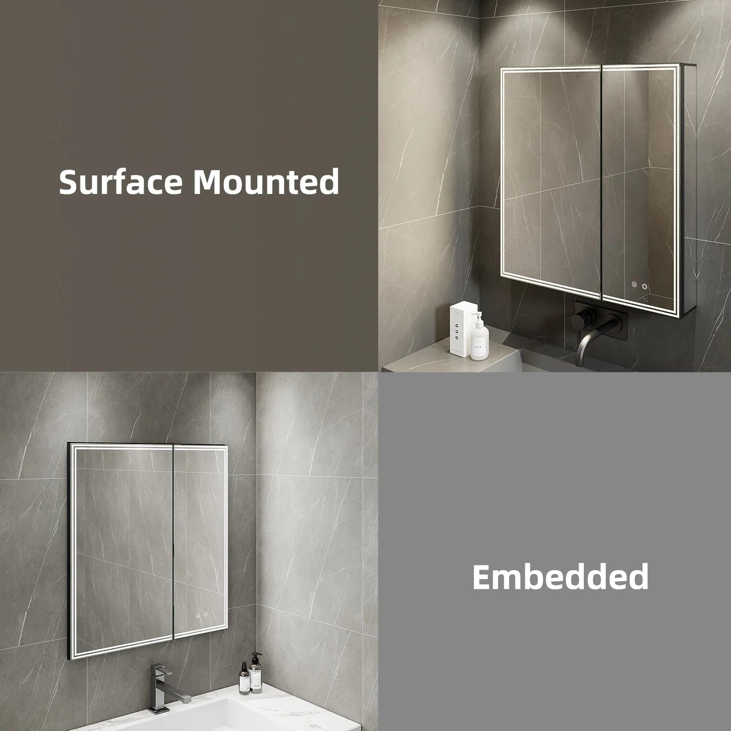 30"x32" LED Medicine Cabinet – Blum Hinges, Makeup Mirror, Built-in Outlet 30"x32"