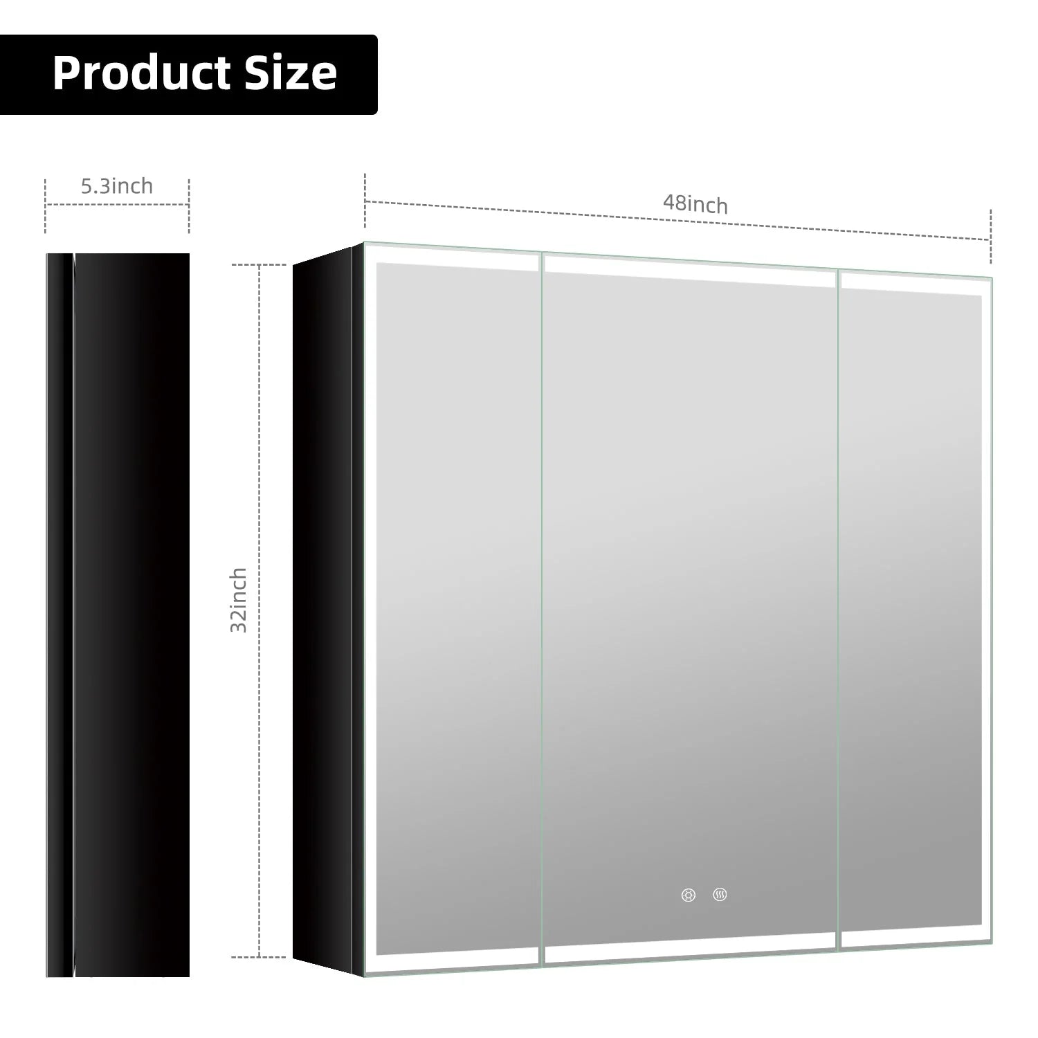 48"x32" LED Mirror Cabinet, Anti-Fog, Dimmable Light & Memory – Wall-Mounted 48"x32"