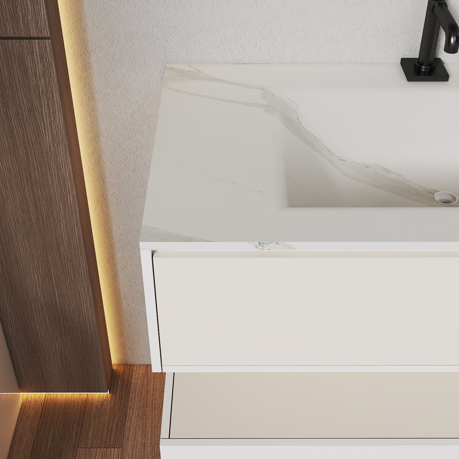 32''/36''/40'' Thermoformed Stone Top with Hotel-Style Floating Bathroom Vanity