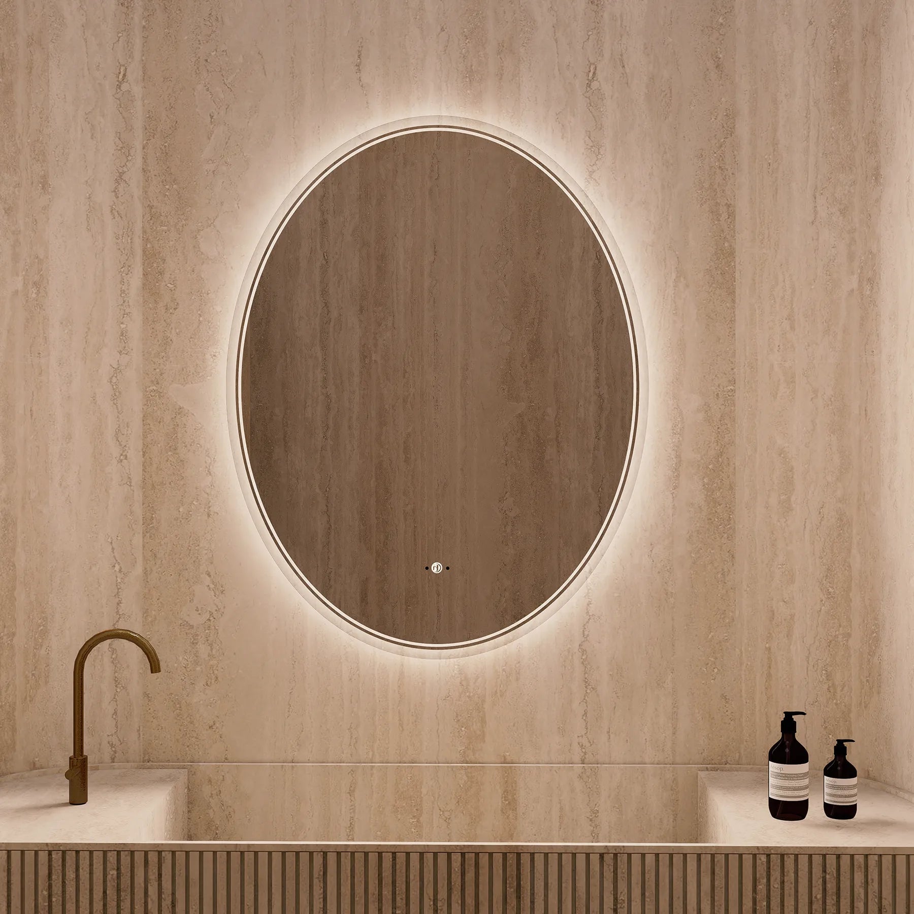 Capsule LED Mirror — Frameless, Seamless Light, CRI 90+ - LED MIrror26"x34"