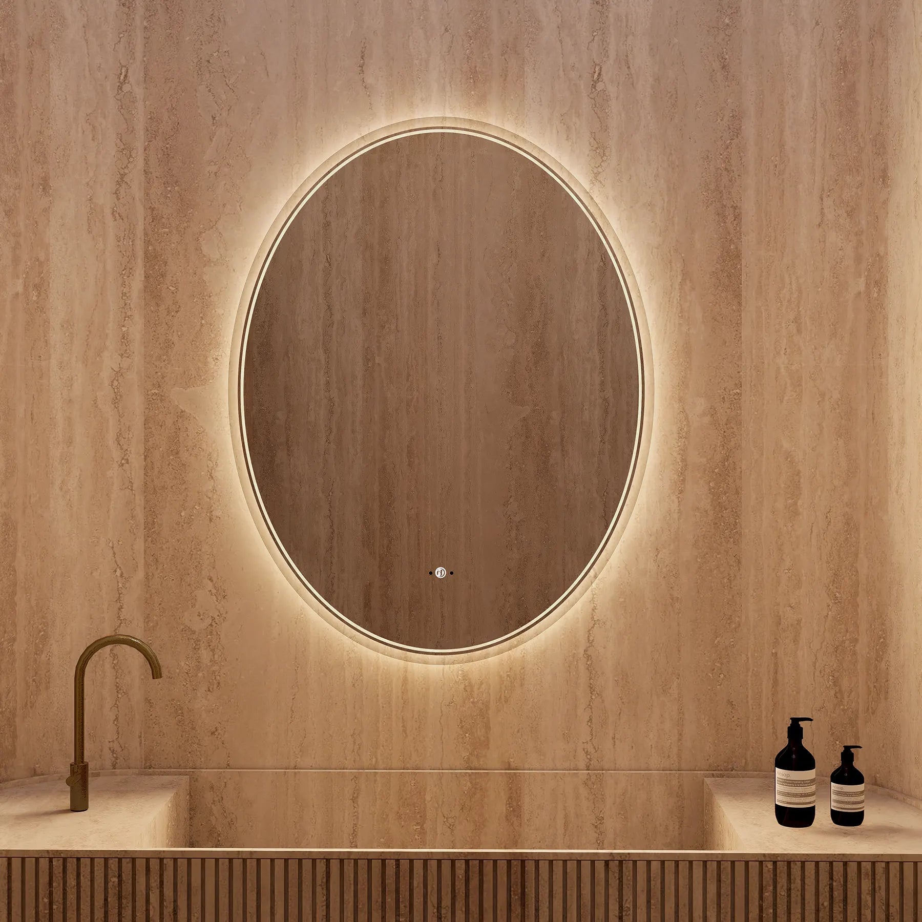 Capsule LED Mirror — Frameless, Seamless Light, CRI 90+ - LED MIrror26"x34"