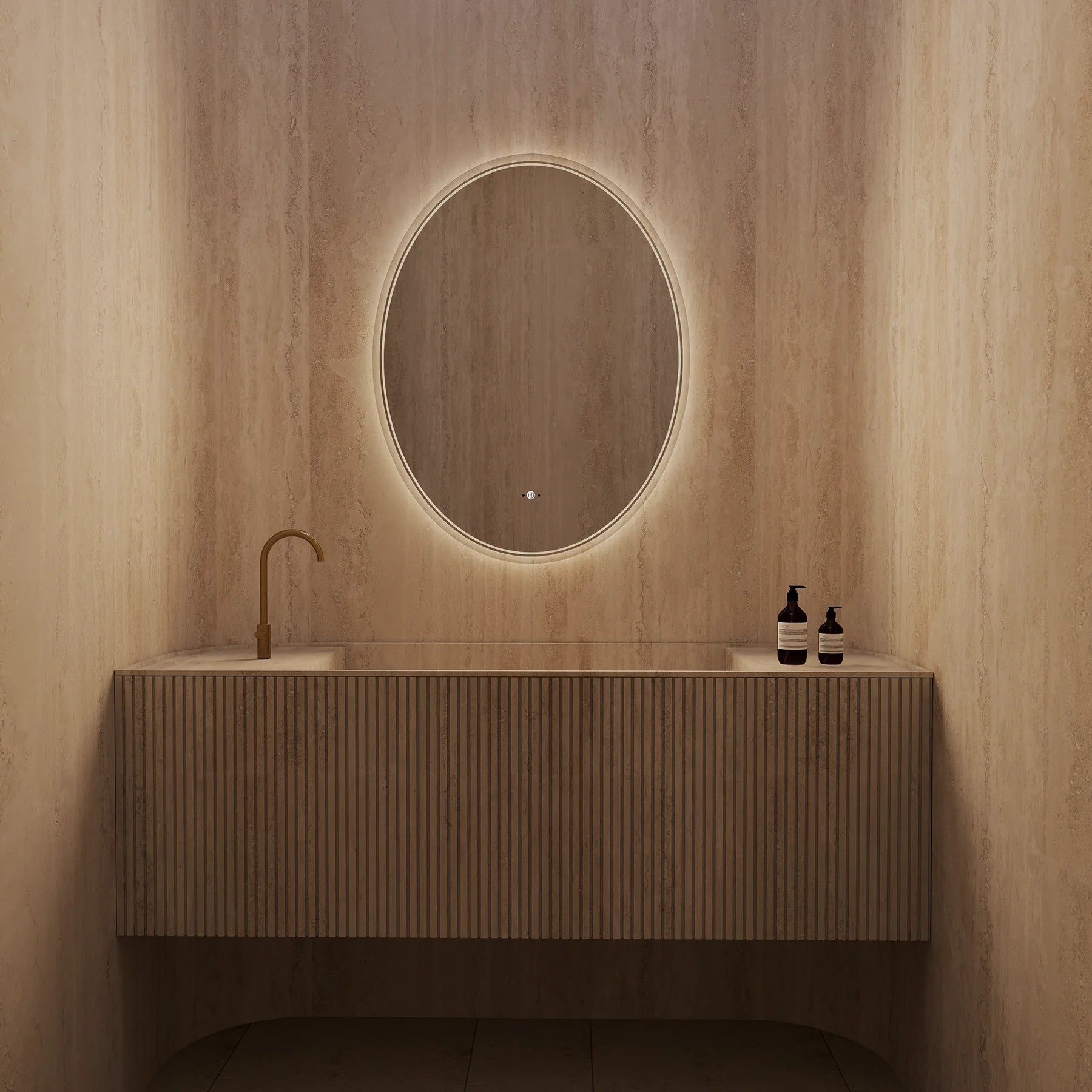 Capsule LED Mirror — Frameless, Seamless Light, CRI 90+ - LED MIrror26"x34"