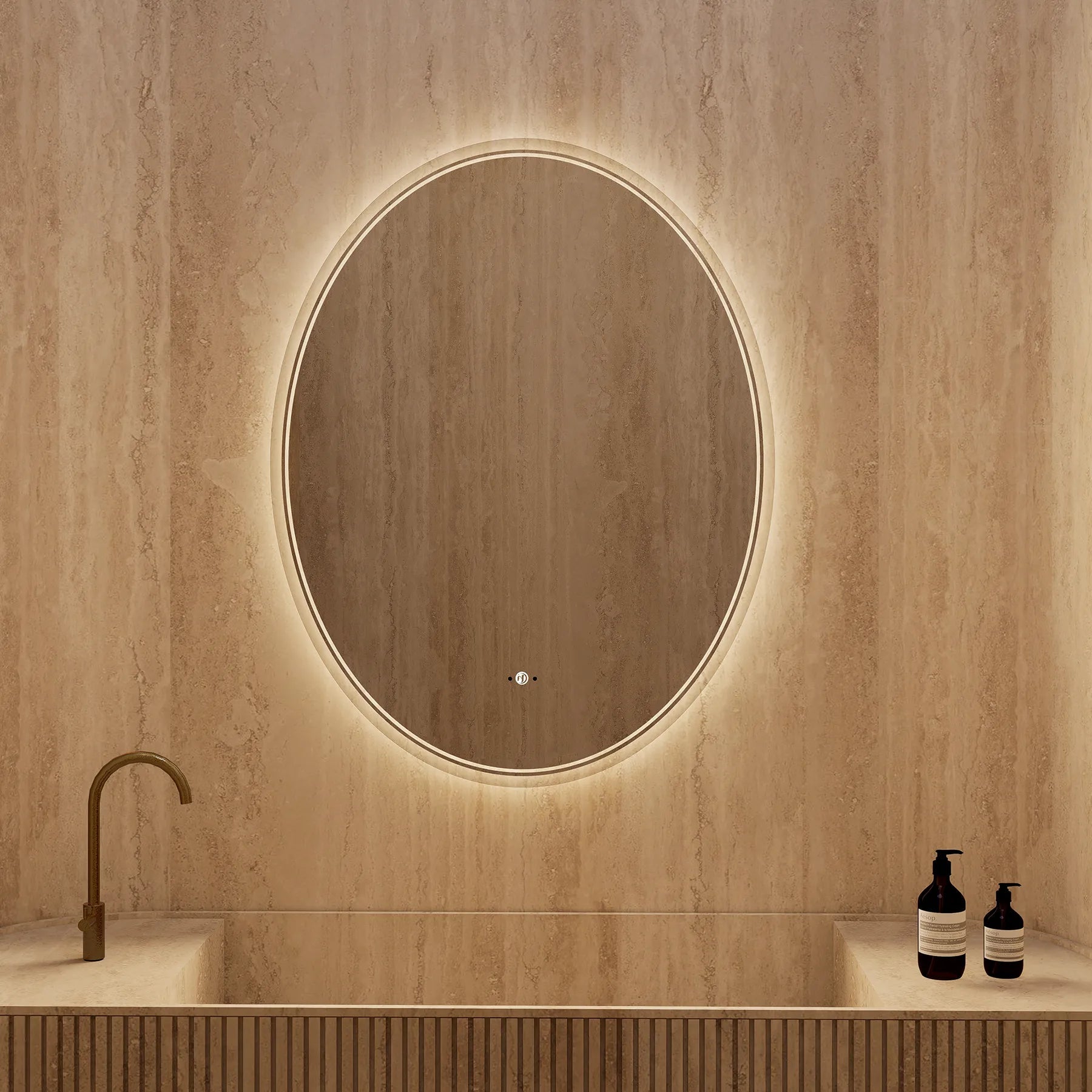 Capsule LED Mirror — Frameless, Seamless Light, CRI 90+ - LED MIrror26"x34"