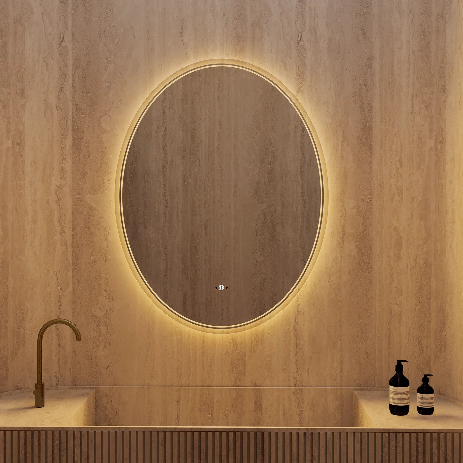 Capsule LED Mirror — Frameless, Seamless Light, CRI 90+ - LED MIrror26"x34"