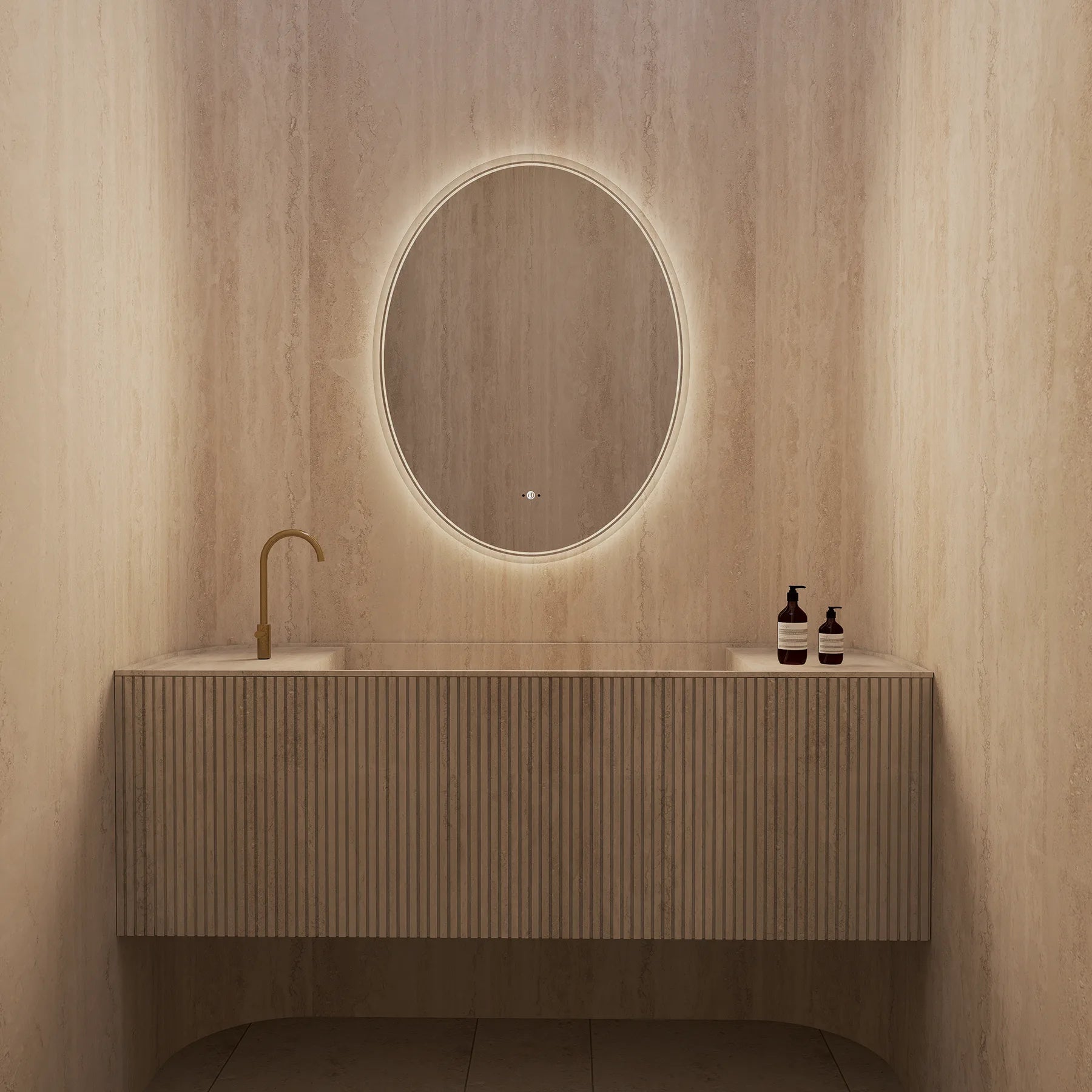 Capsule LED Mirror — Frameless, Seamless Light, CRI 90+ - LED MIrror26"x34"