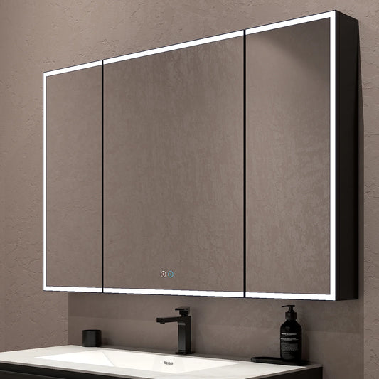 48"x32" LED Mirror Cabinet, Anti-Fog, Dimmable Light & Memory – Recessed or Wall-Mounted