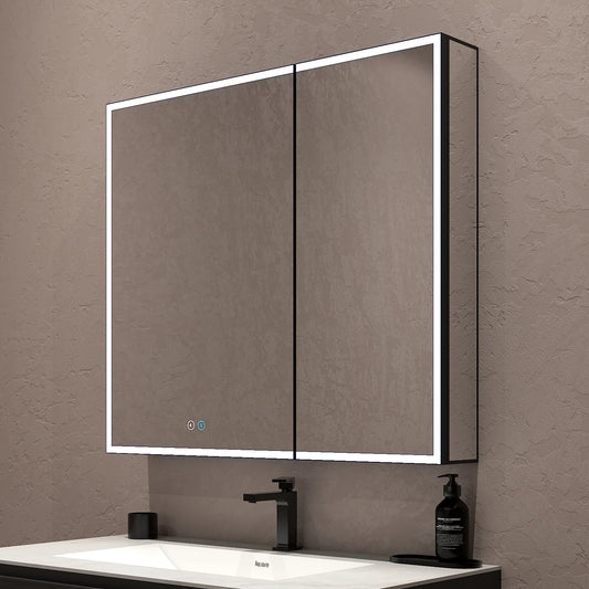 36"x32" Solid Light Bathroom LED Mirror Cabinet – Dimmable Light, Anti-Fog, Recessed or Surface Mount