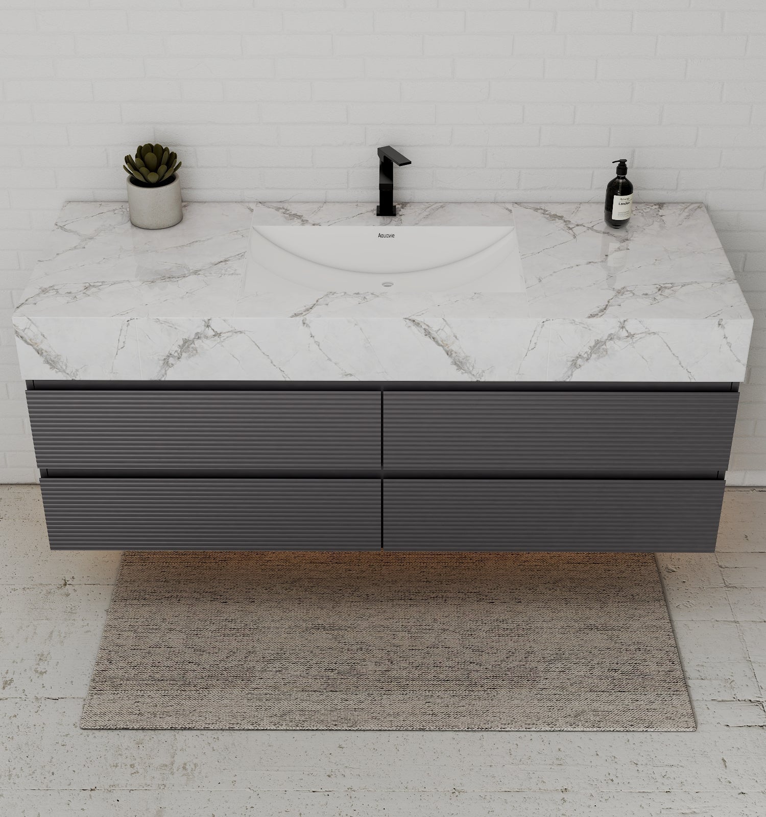 Dark Grey 60” Modern Floating Bathroom Vanity – Single Basin - VanityIce Grey NeoNova Decor