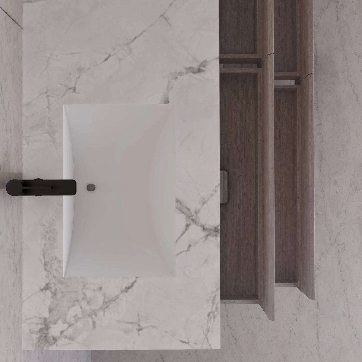 71"，60" Walnut Double Sink Sintered Stone Top with Elegant Floating Bathroom Vanity