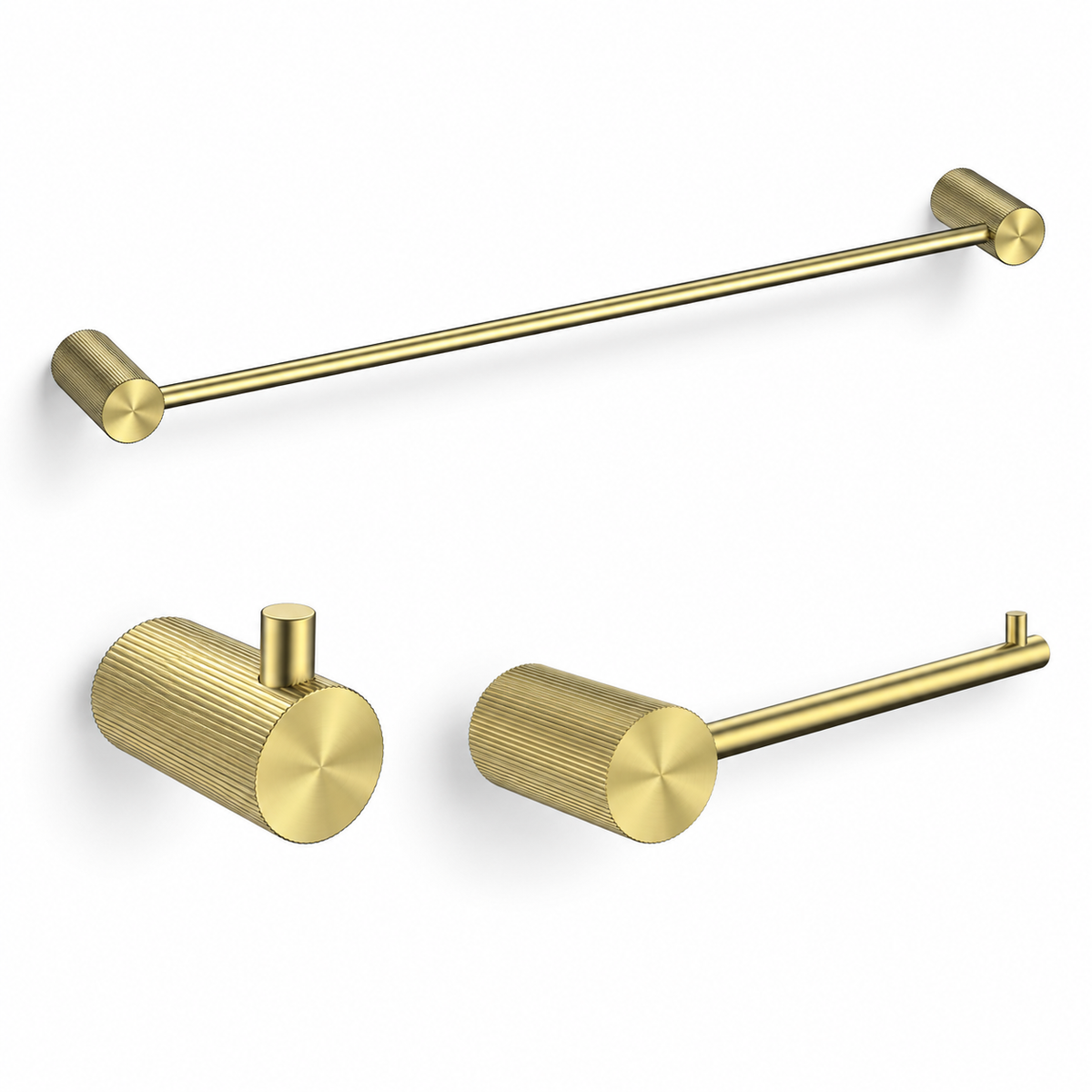 SUS304 stainless steel BH02 fluted bathroom hardware set in brushed gold