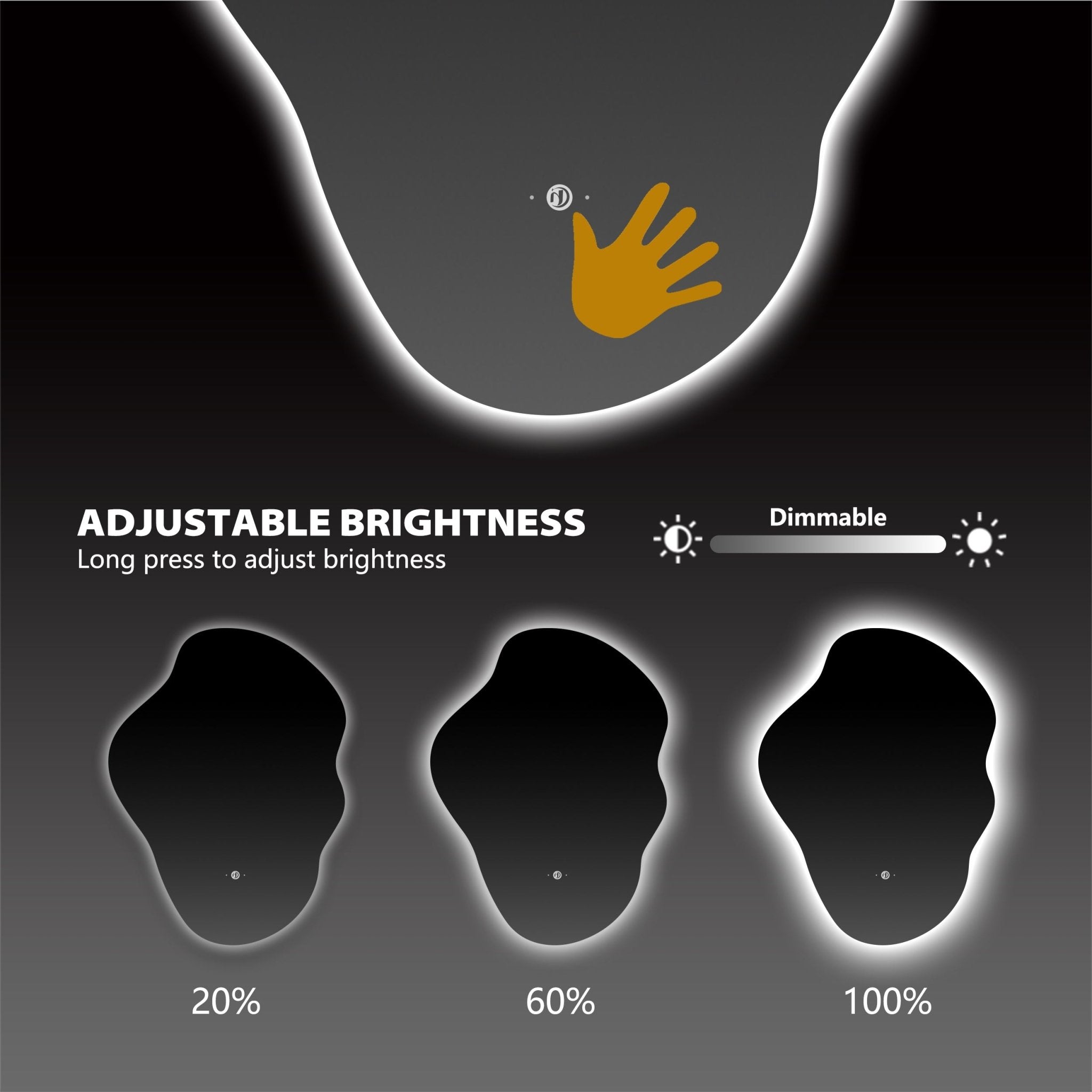 Flow LED Mirror – 24"x32", Wave Sensor & Backlit Glow - LED MIrror NeoNova Decor