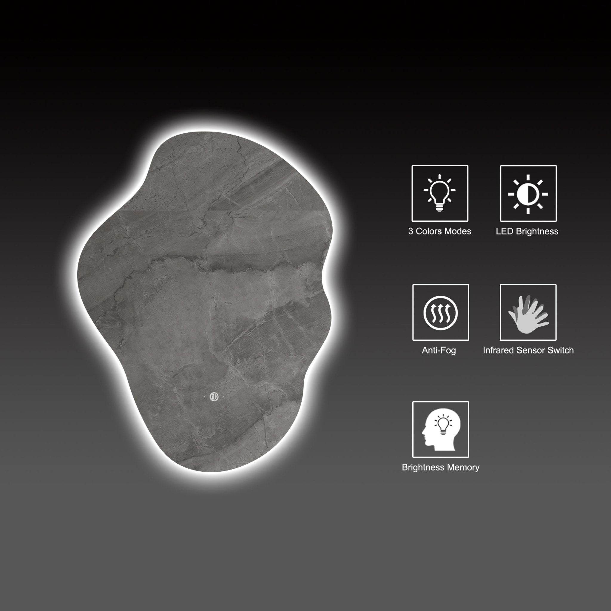 Flow LED Mirror – 24"x32", Wave Sensor & Backlit Glow - LED MIrror NeoNova Decor