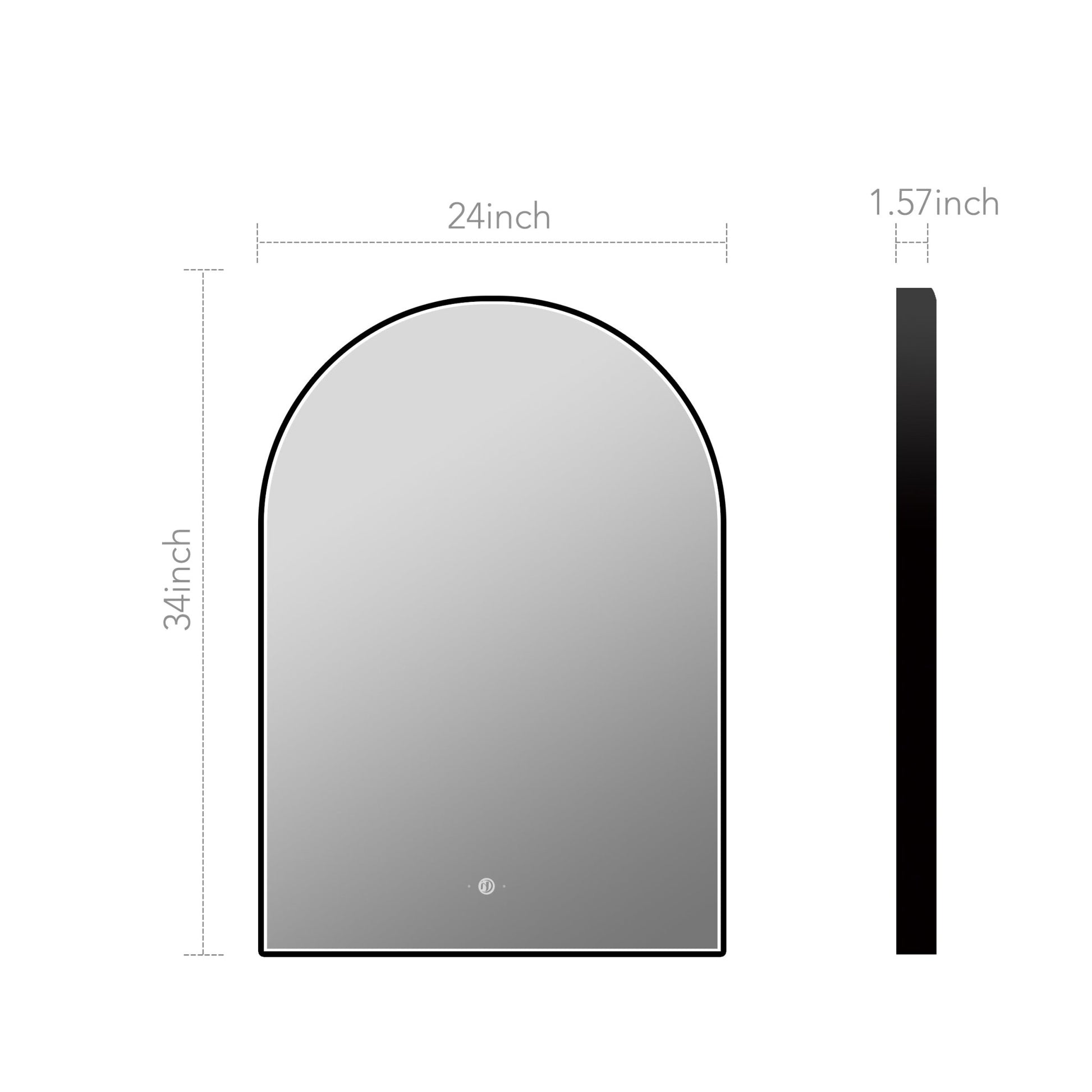 Front - lit Black Frame Arched LED Mirror with Motion Sensor, Anti - Fog - LED MIrror24"x34" NeoNova Decor