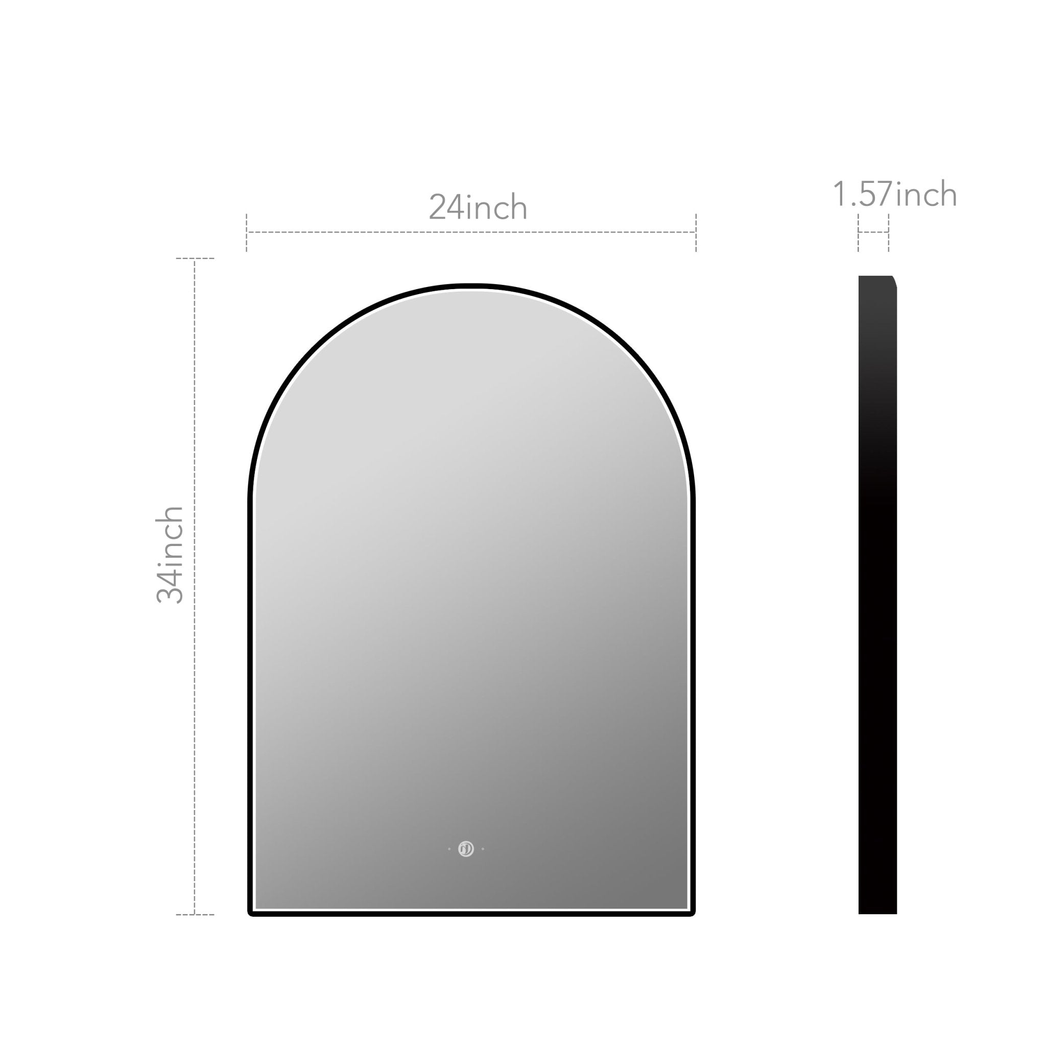 Front - lit Black Frame Arched LED Mirror with Motion Sensor, Anti - Fog - LED MIrror24"x34" NeoNova Decor