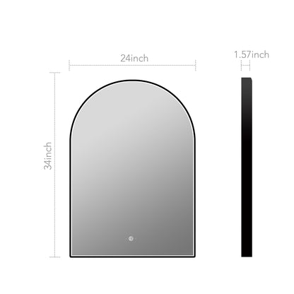 Front - lit Black Frame Arched LED Mirror with Motion Sensor, Anti - Fog - LED MIrror24"x34" NeoNova Decor
