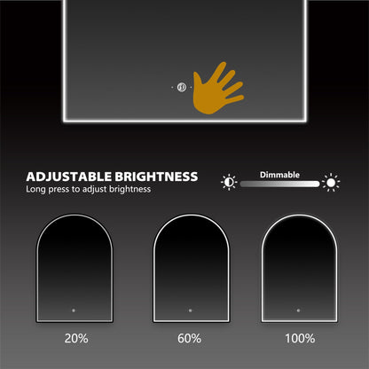 Front - lit Black Frame Arched LED Mirror with Motion Sensor, Anti - Fog - LED MIrror24"x34" NeoNova Decor