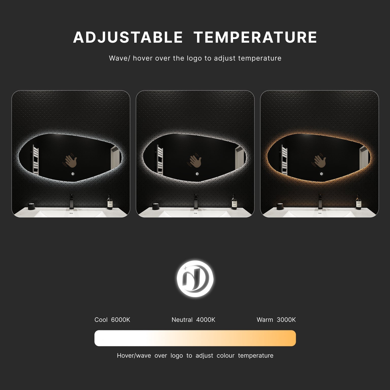 Glide LED Mirror – 42"x22", Backlit, Wave Sensor, Anti - Fog - LED MIrror NeoNova Decor