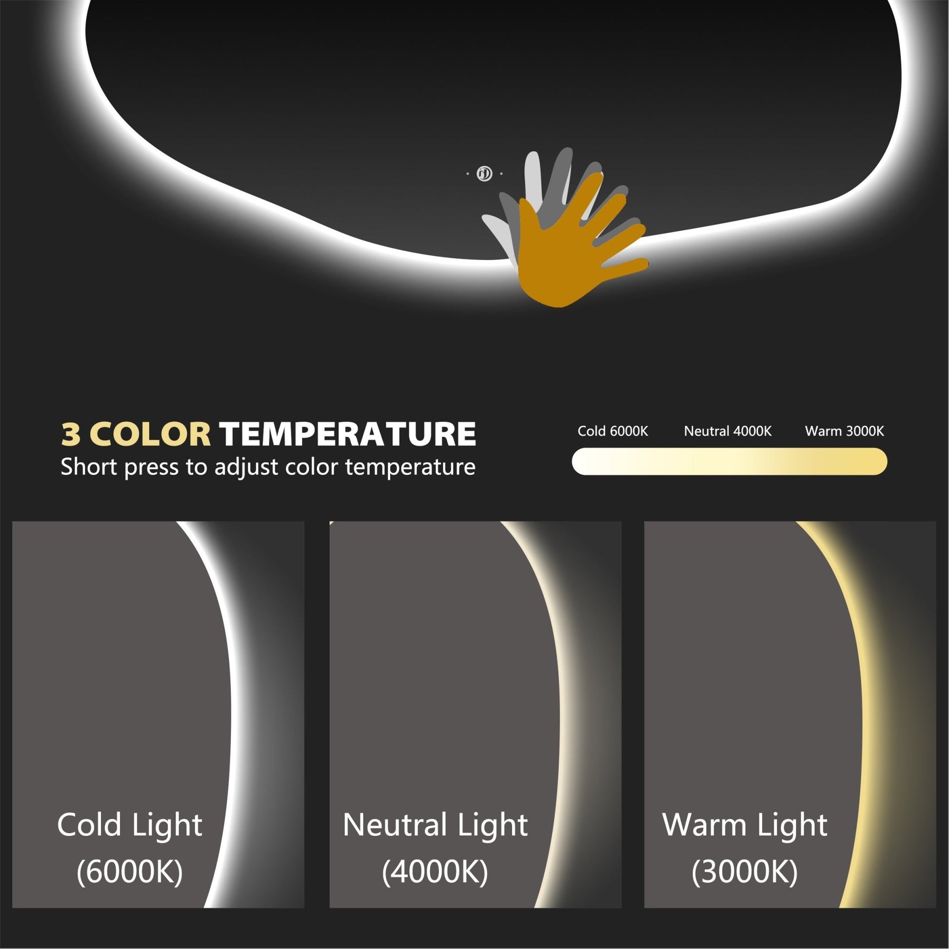 Glide LED Mirror – 42"x22", Backlit, Wave Sensor, Anti - Fog - LED MIrror NeoNova Decor