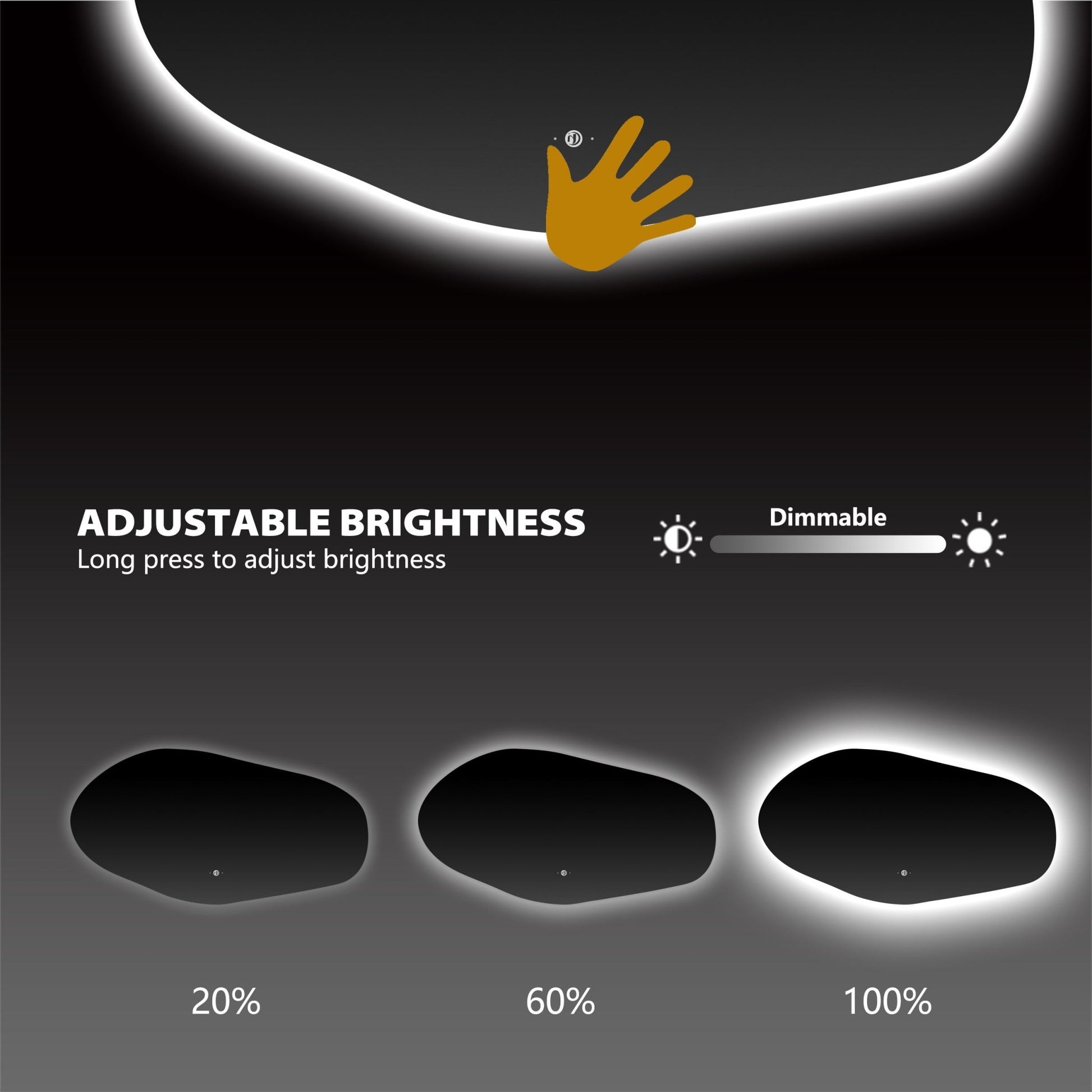 Glide LED Mirror – 42"x22", Backlit, Wave Sensor, Anti - Fog - LED MIrror NeoNova Decor