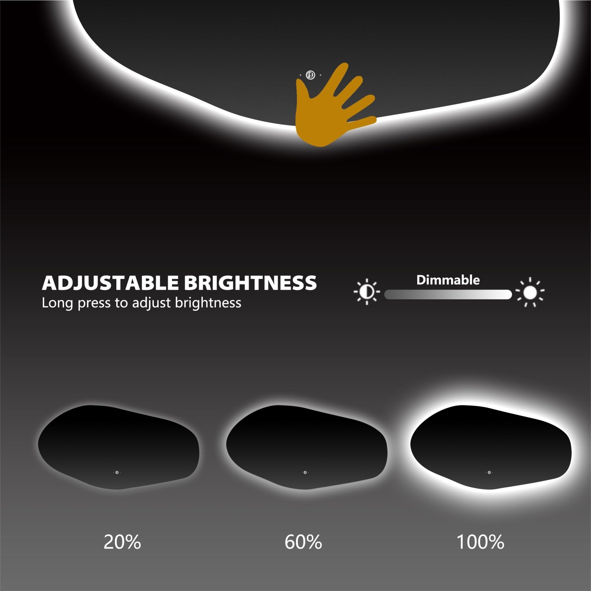 Glide LED Mirror – 42"x22", Backlit, Wave Sensor, Anti - Fog - LED MIrror NeoNova Decor