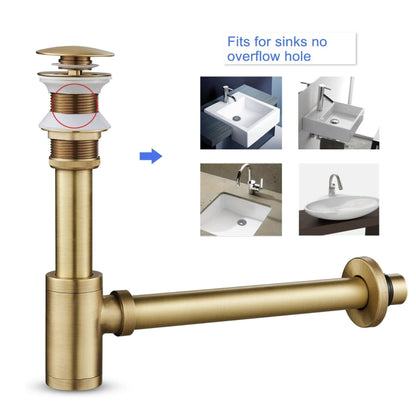 Gold P - Trap Kit without Overflow – Solid Brass 1 - 1/4” Sink Drain - Fixtures NeoNova Decor