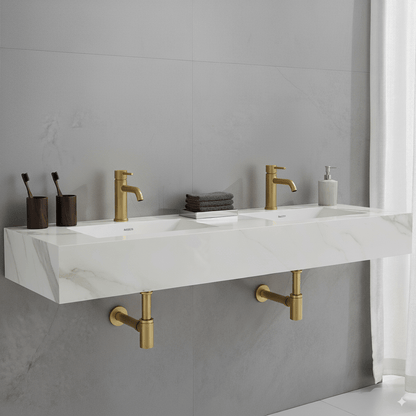 Gold P - Trap Kit without Overflow – Solid Brass 1 - 1/4” Sink Drain - Fixtures NeoNova Decor