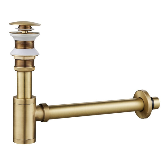 Gold P - Trap Kit without Overflow – Solid Brass 1 - 1/4” Sink Drain - Fixtures NeoNova Decor