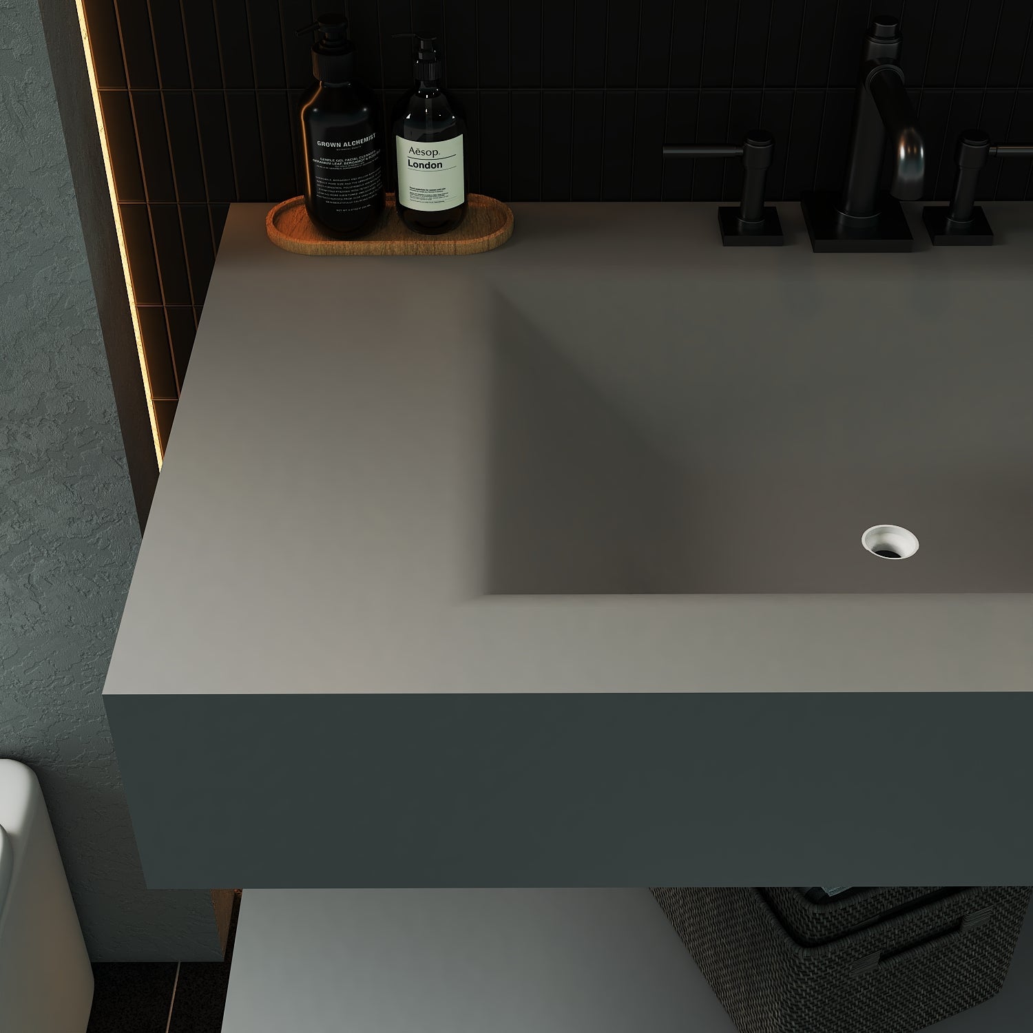 Grey Floating Vanity with Integrated Stone Sink – 32"/36"/40" - Vanity32 Inch NeoNova Decor