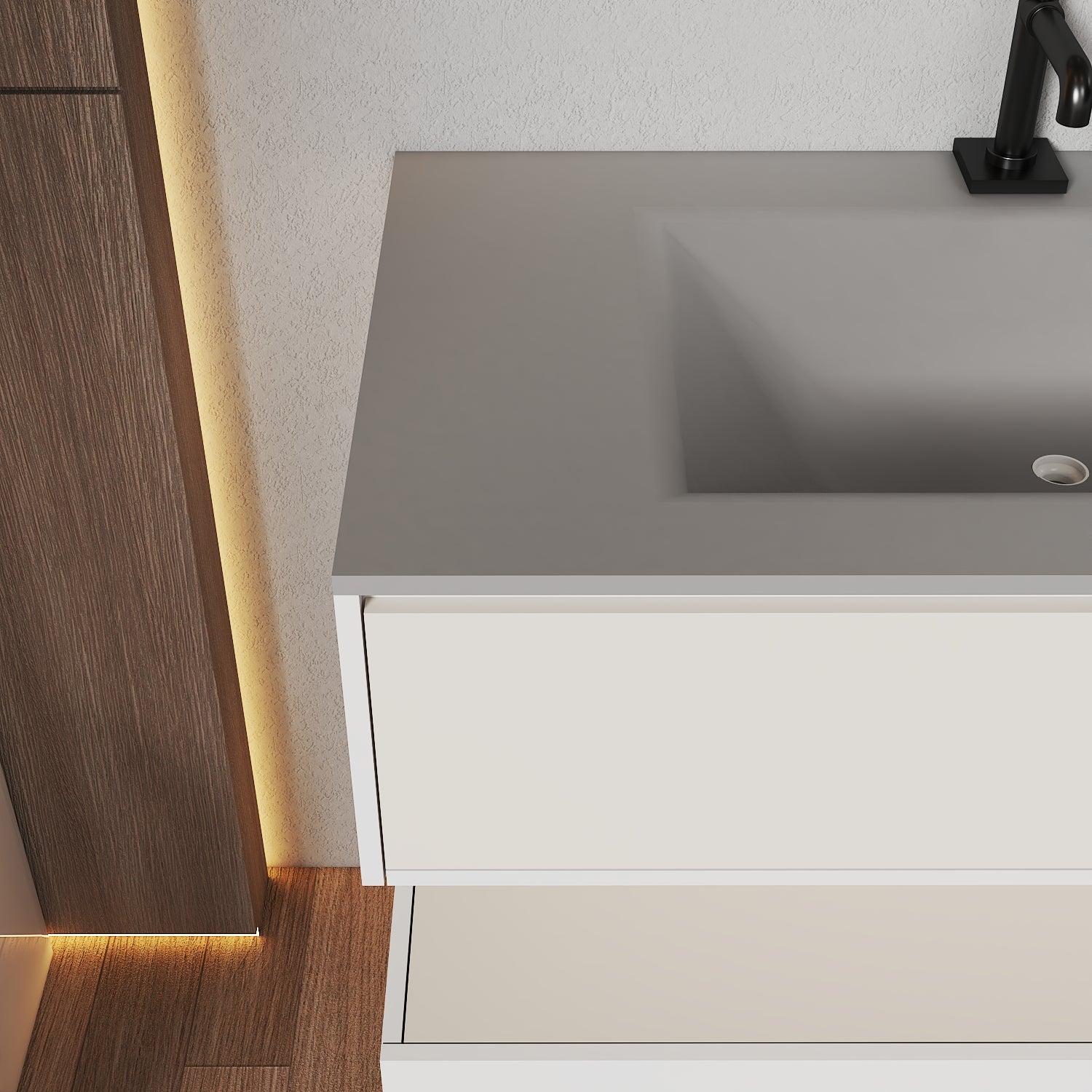 32''/36''/40'' Thermoformed Stone Top with Hotel-Style Floating Bathroom Vanity