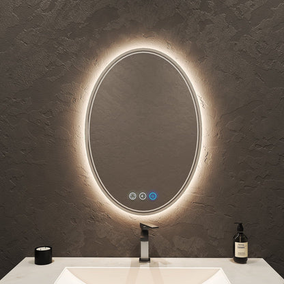 Halo Oval LED Mirror – Dual Lighting, 20"/ 24"/ 28" - LED MIrror20"x 28" NeoNova Decor