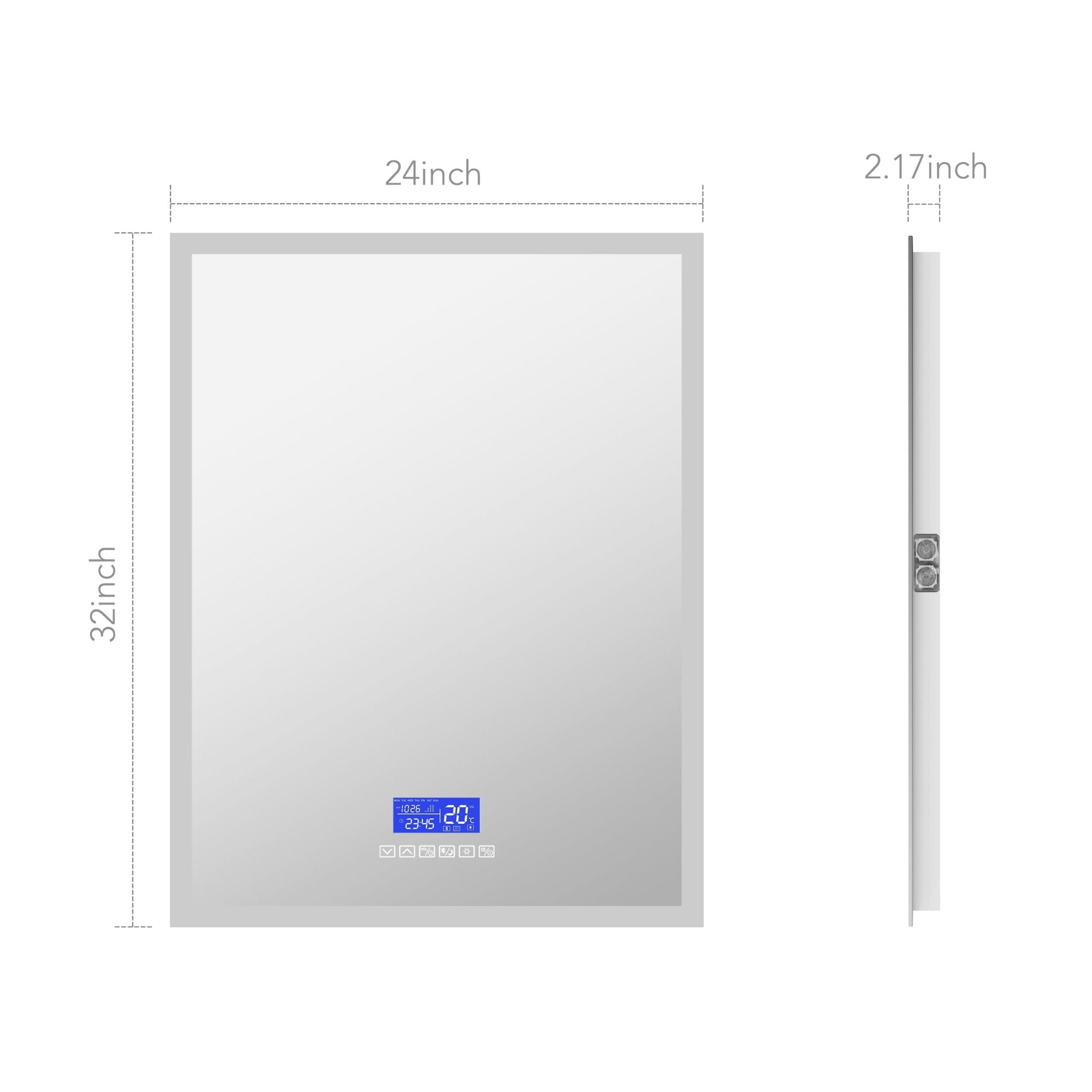 LED Bluetooth Bathroom Mirror with Speaker – Anti - Fog, Dimmable Light, Aluminum Frame - LED MIrror24"x 32" NeoNova Decor