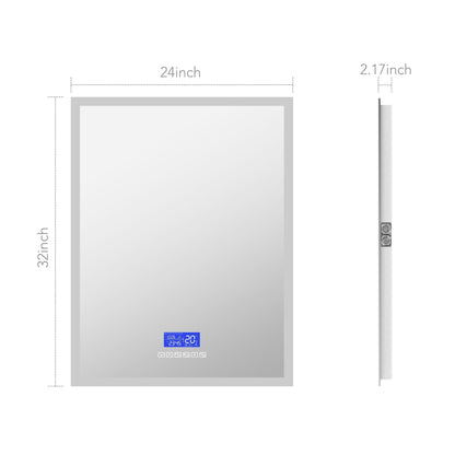 LED Bluetooth Bathroom Mirror with Speaker – Anti - Fog, Dimmable Light, Aluminum Frame - LED MIrror24"x 32" NeoNova Decor
