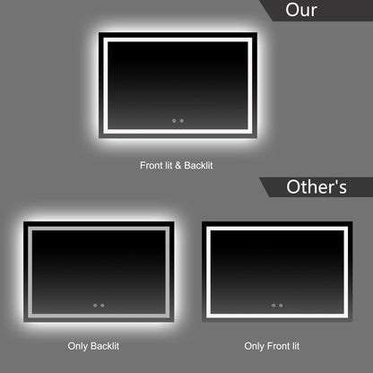 LED Lighted Bathroom Mirror with Front & Back Illumination – Dimmable & Anti - Fog, 30"–48" - LED MIrror30"x 32" NeoNova Decor