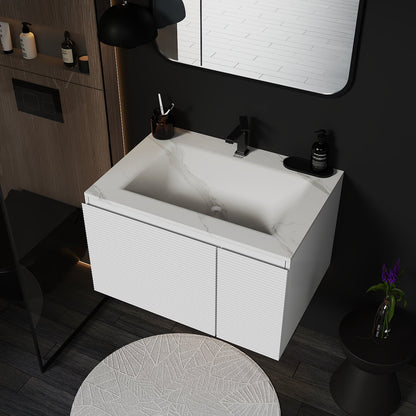 Linea White Floating Vanity – Seamless Stone Basin, 32" / 36" / 40" - VanityJSB NeoNova Decor