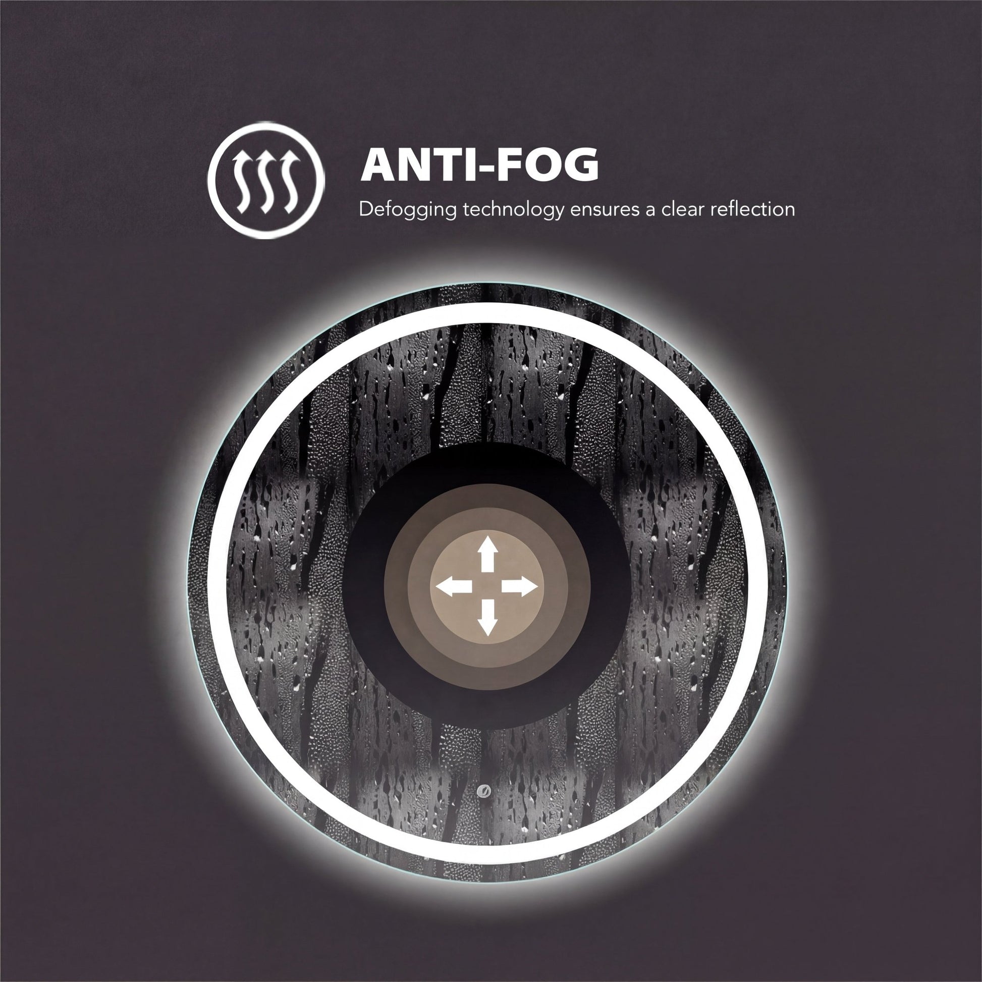 Luna Round LED Mirror Frameless – Copper - free Tempered Glass - 30"/32"/34" - LED MIrror30"x30"