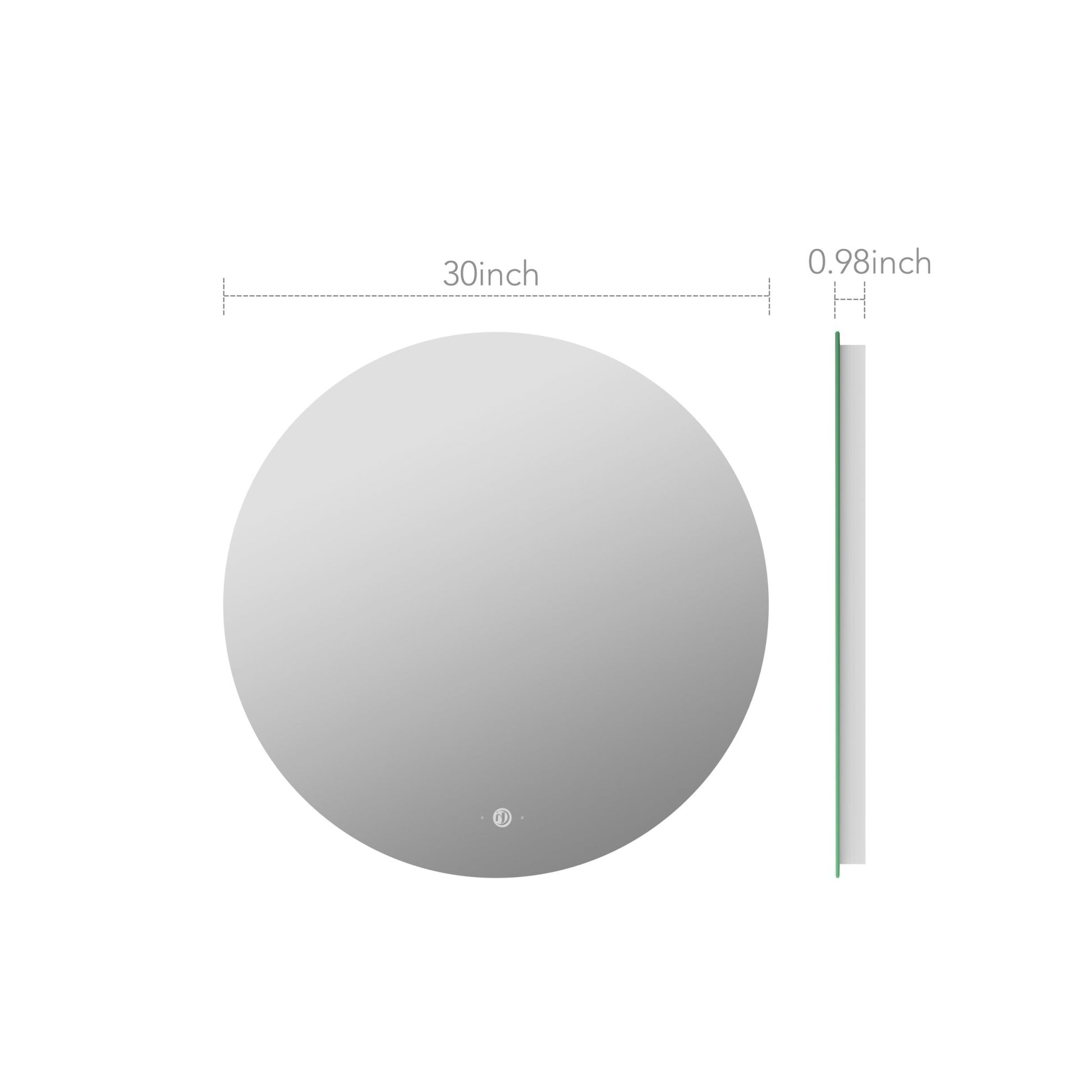 Luna Round LED Mirror Frameless – Copper - free Tempered Glass - 30"/32"/34" - LED MIrror30"x30"