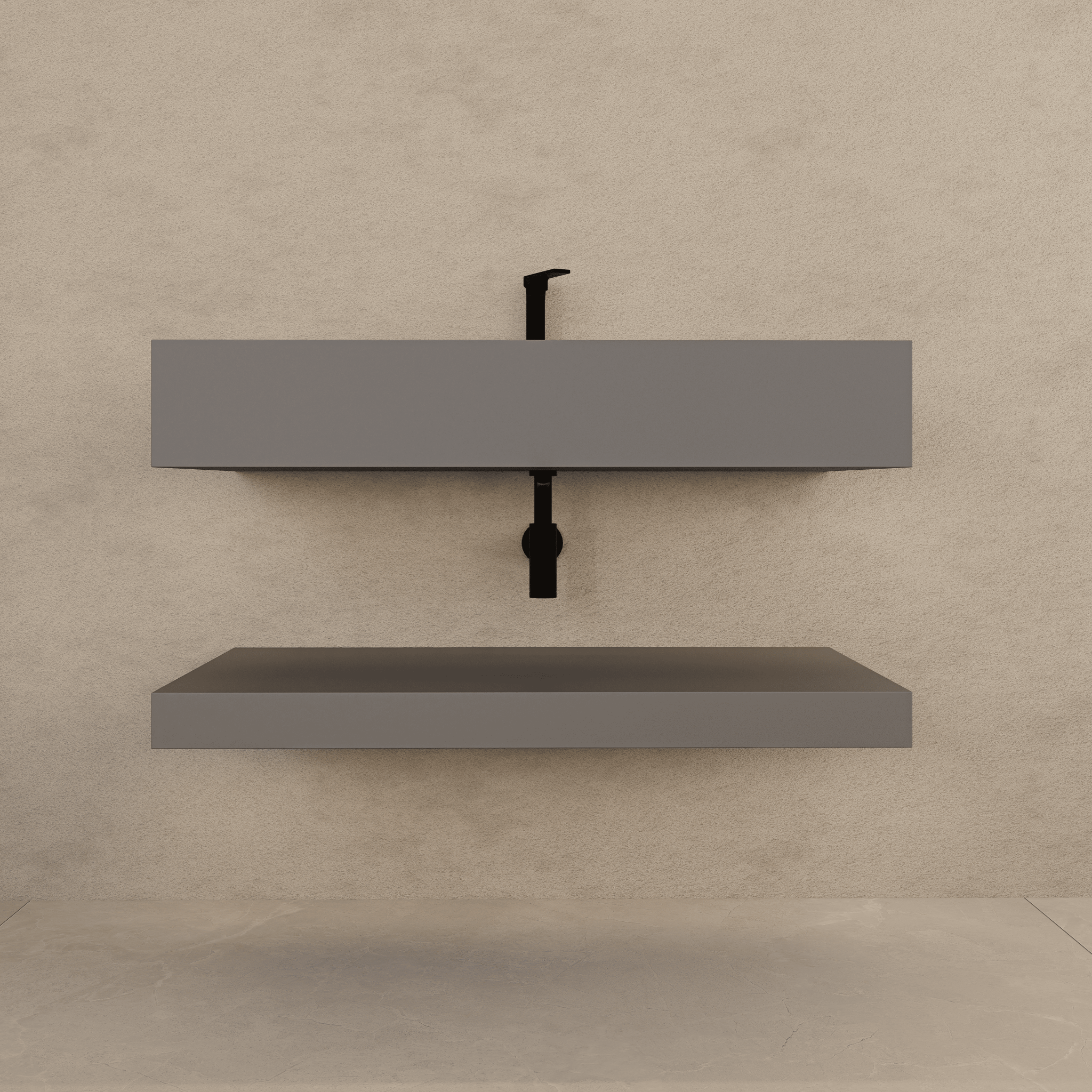 Matte Grey Floating Vanity – Marble - Look Stone, 30"/32"/40"/48" - A3 - Vanity30" NeoNova Decor