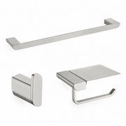Modern Bathroom Hardware Set (3-Piece) – Towel Bar, Robe Hook & Toilet Paper Holder -HardwareBrushed Nickel