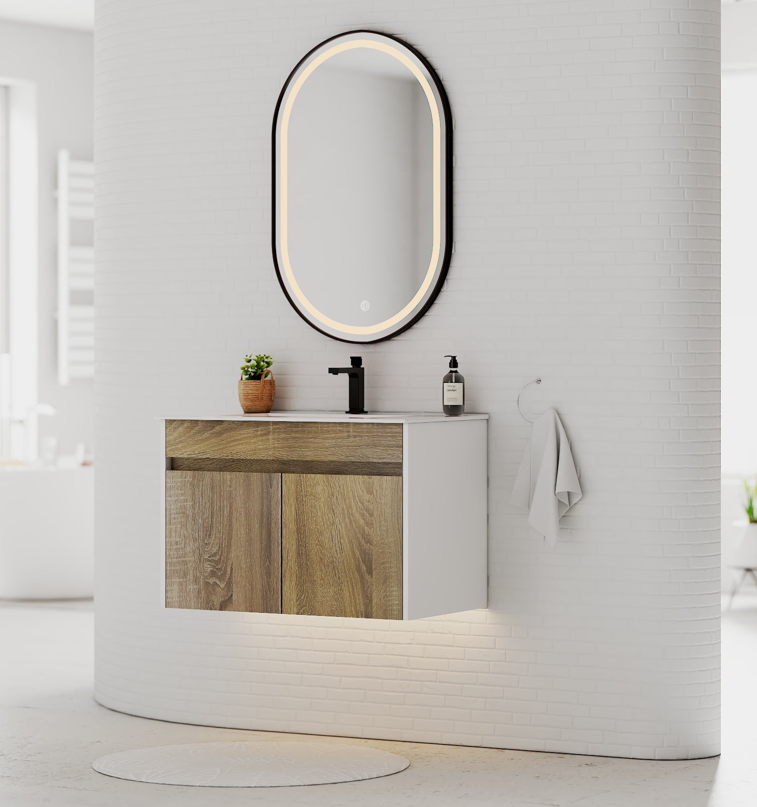 Modern Floating Vanity 24"/28"/30"/32" – Narrow Depth 18", Ceramic Sink - Vanity24" NeoNova Decor