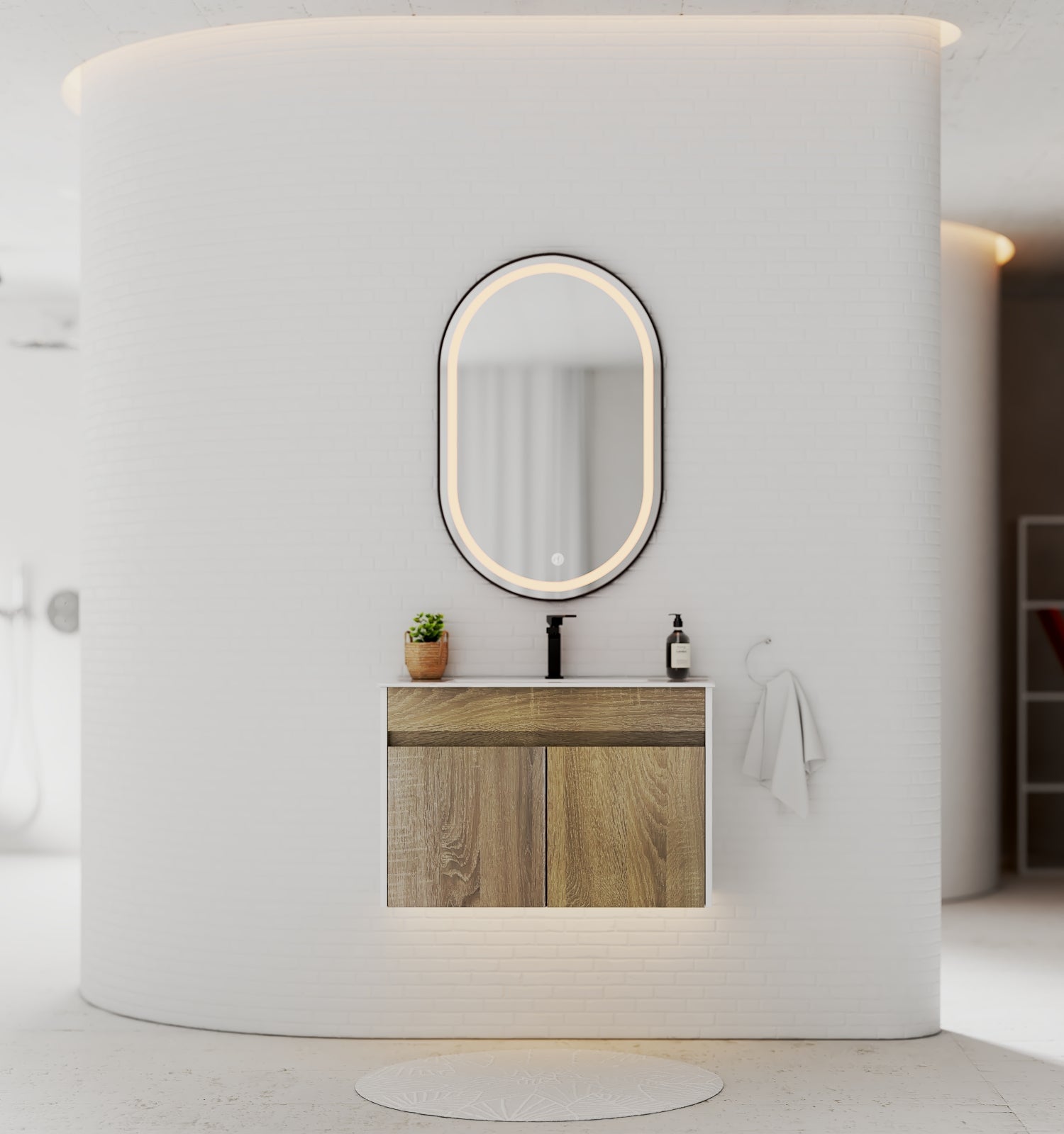 Modern Floating Vanity 24"/28"/30"/32" – Narrow Depth 18", Ceramic Sink - Vanity24" NeoNova Decor