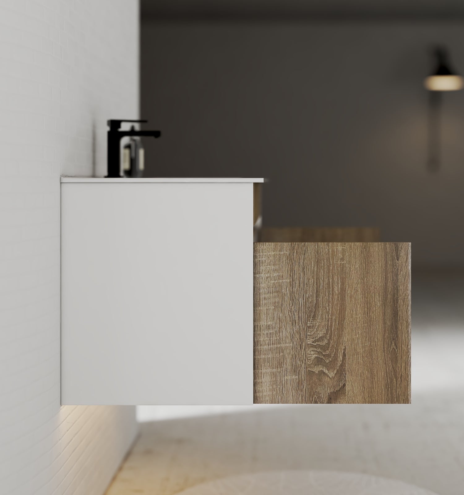 Modern Floating Vanity 24"/28"/30"/32" – Narrow Depth 18", Ceramic Sink - Vanity30" NeoNova Decor