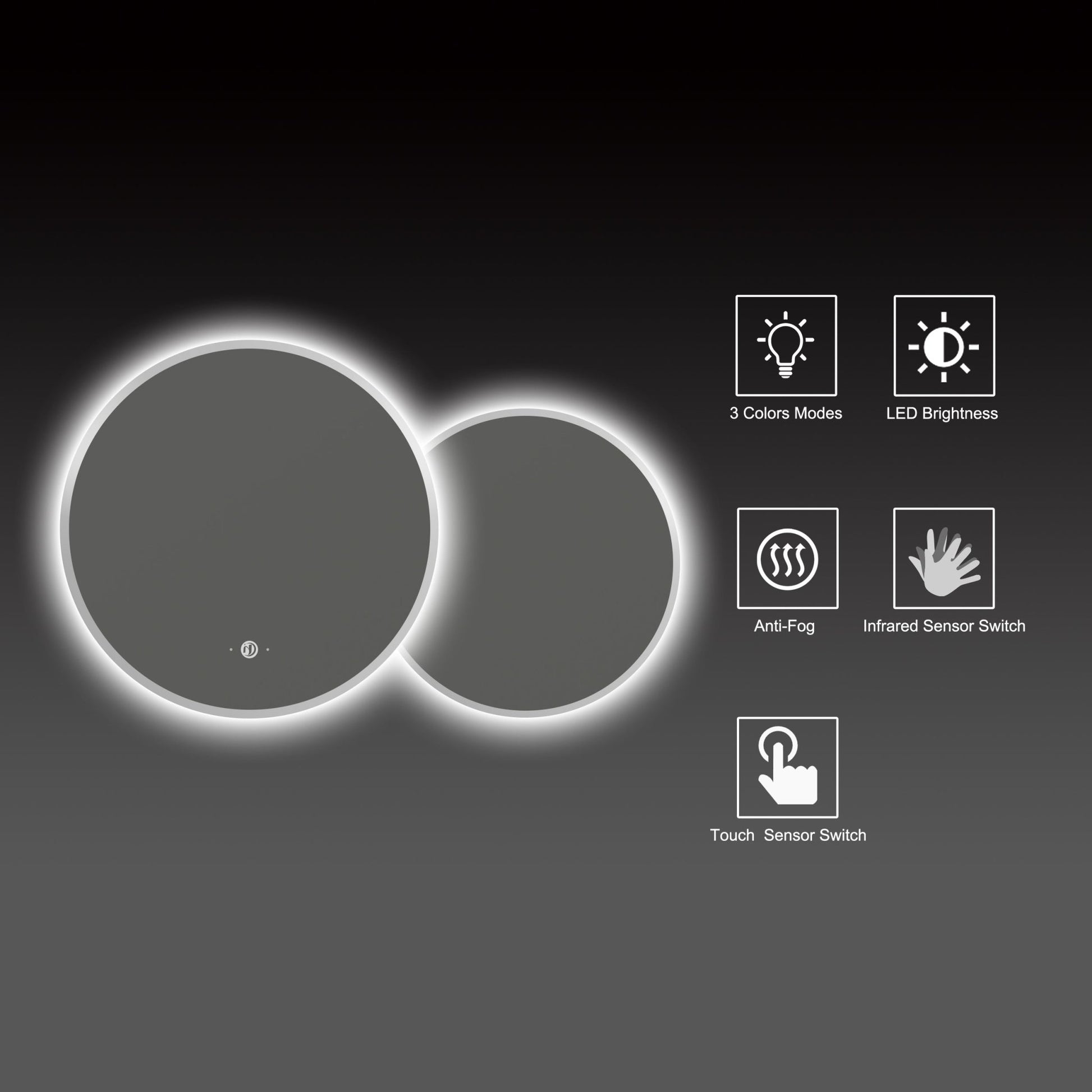 Modern Overlapping Double Circle LED Bathroom Mirror - LED MIrror32"