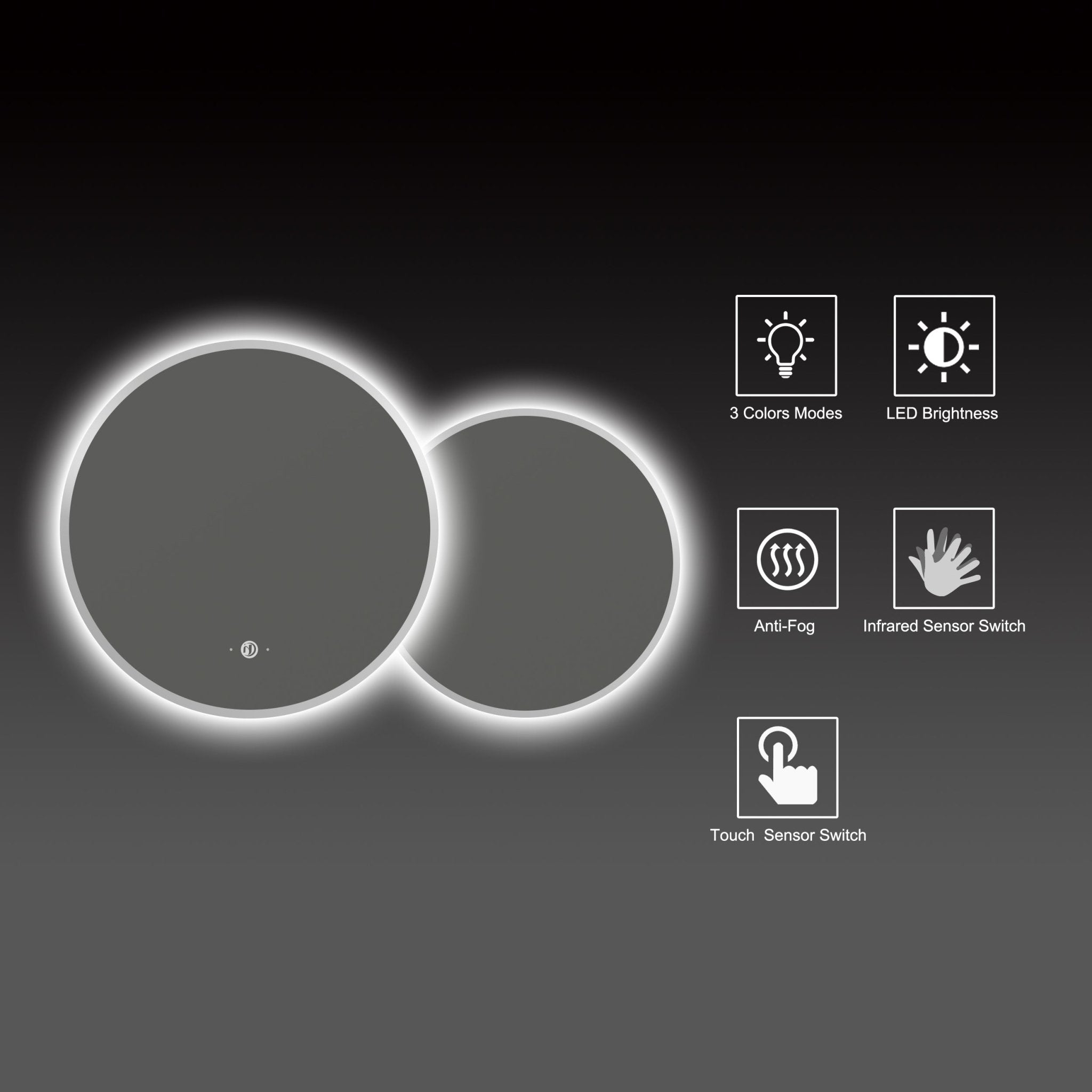 Modern Overlapping Double Circle LED Bathroom Mirror - LED MIrror32"