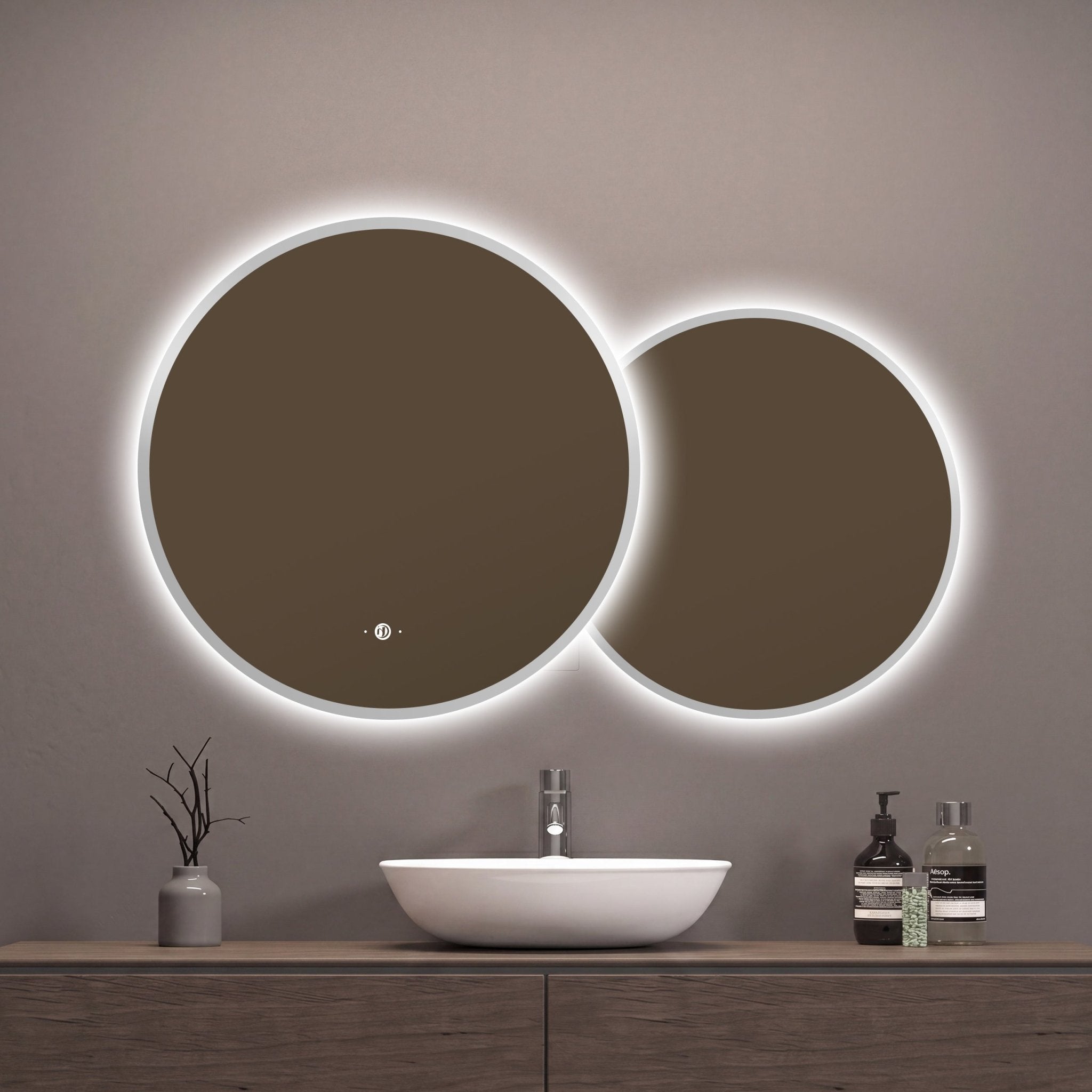 Modern Overlapping Double Circle LED Bathroom Mirror - LED MIrror32"